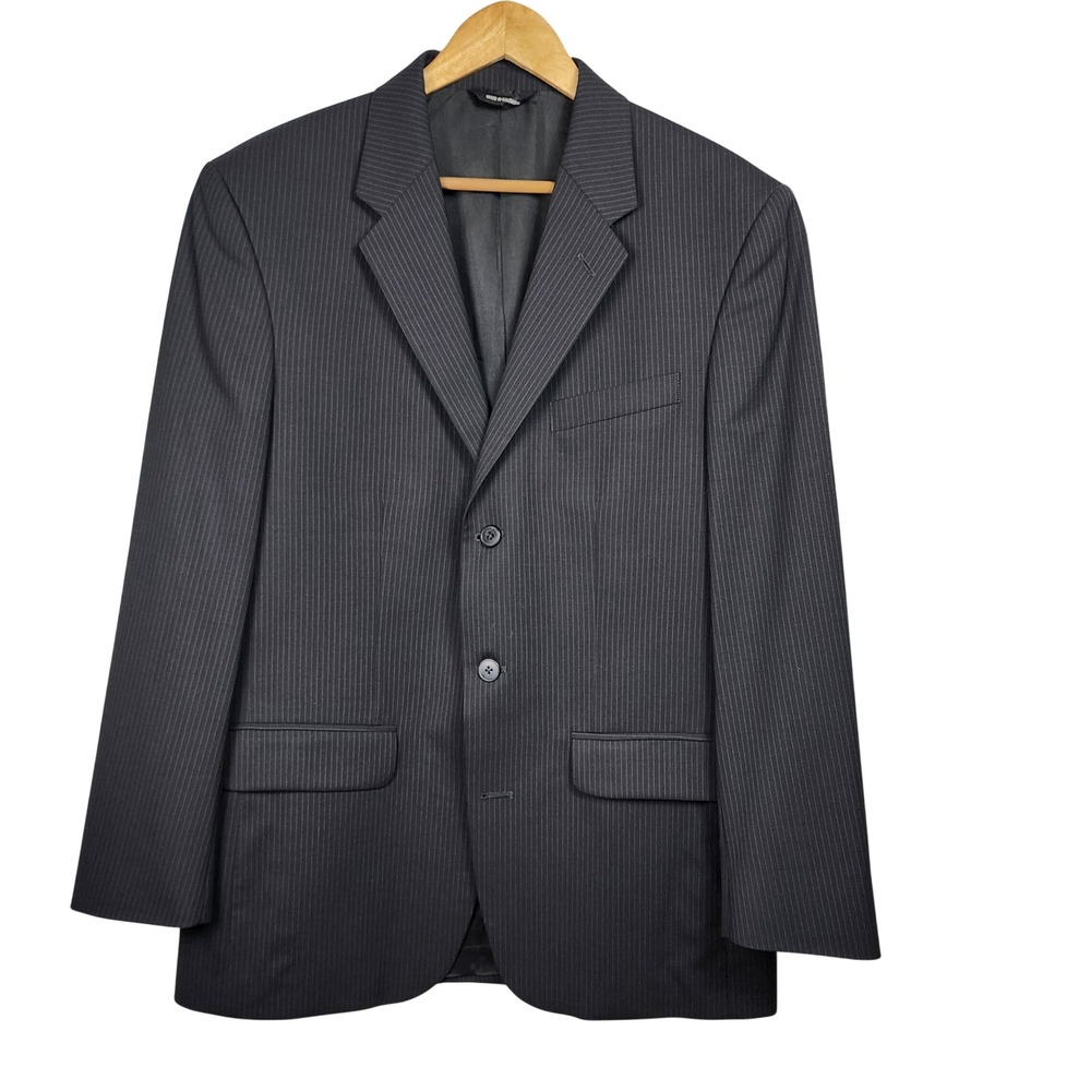Structure Pinstripe Wool Blazer Jacket Men's 40R Charcoal Gray Office Business